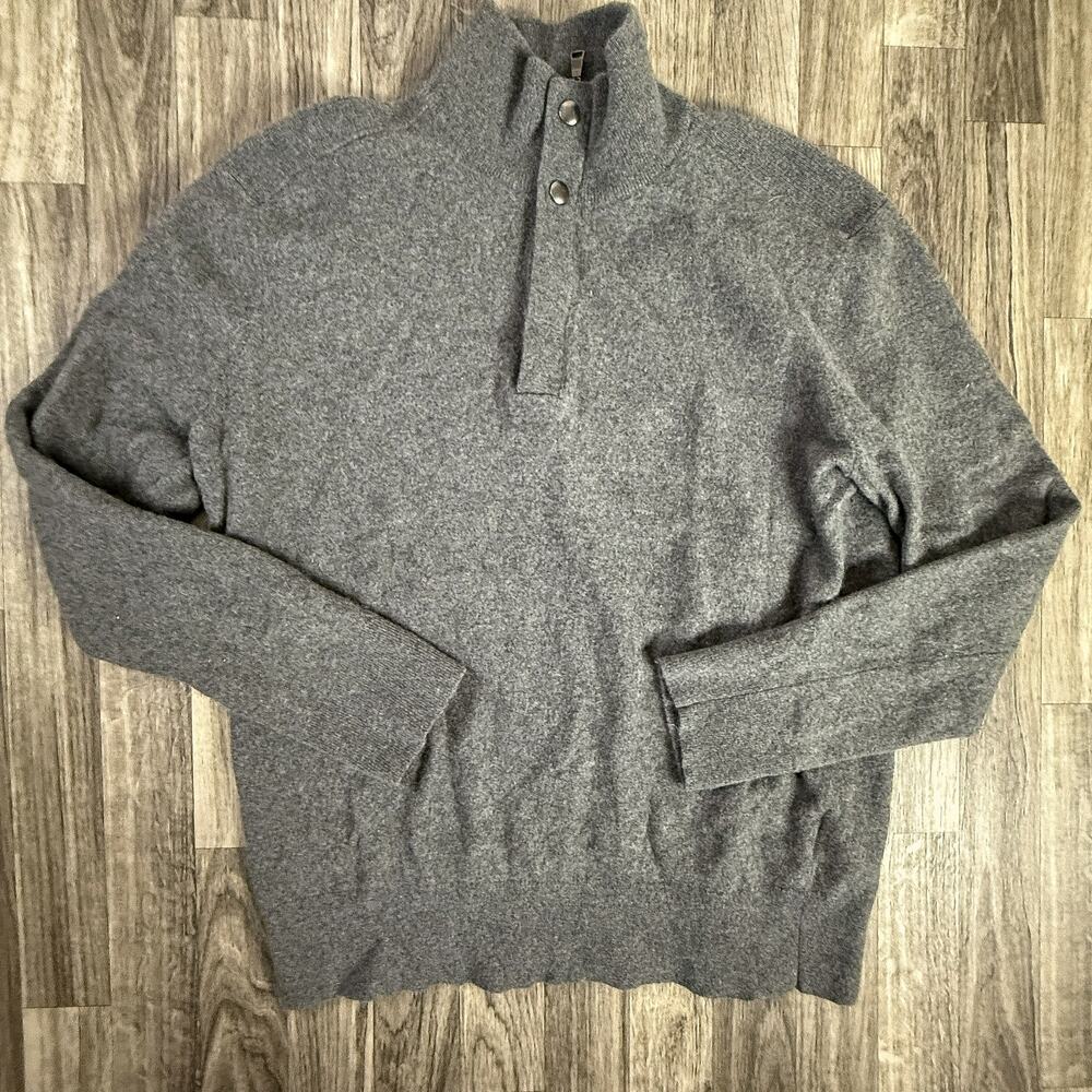 Banana Republic Italian Yarn Merino Wool Blend Mock-Neck Sweater Men XL Grey